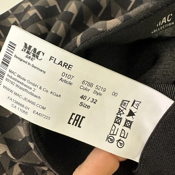 MAC Jeans Flare - Pine Tree Print Pullon Dress Pants sz 40 or size large‎ - Picture 6 of 11